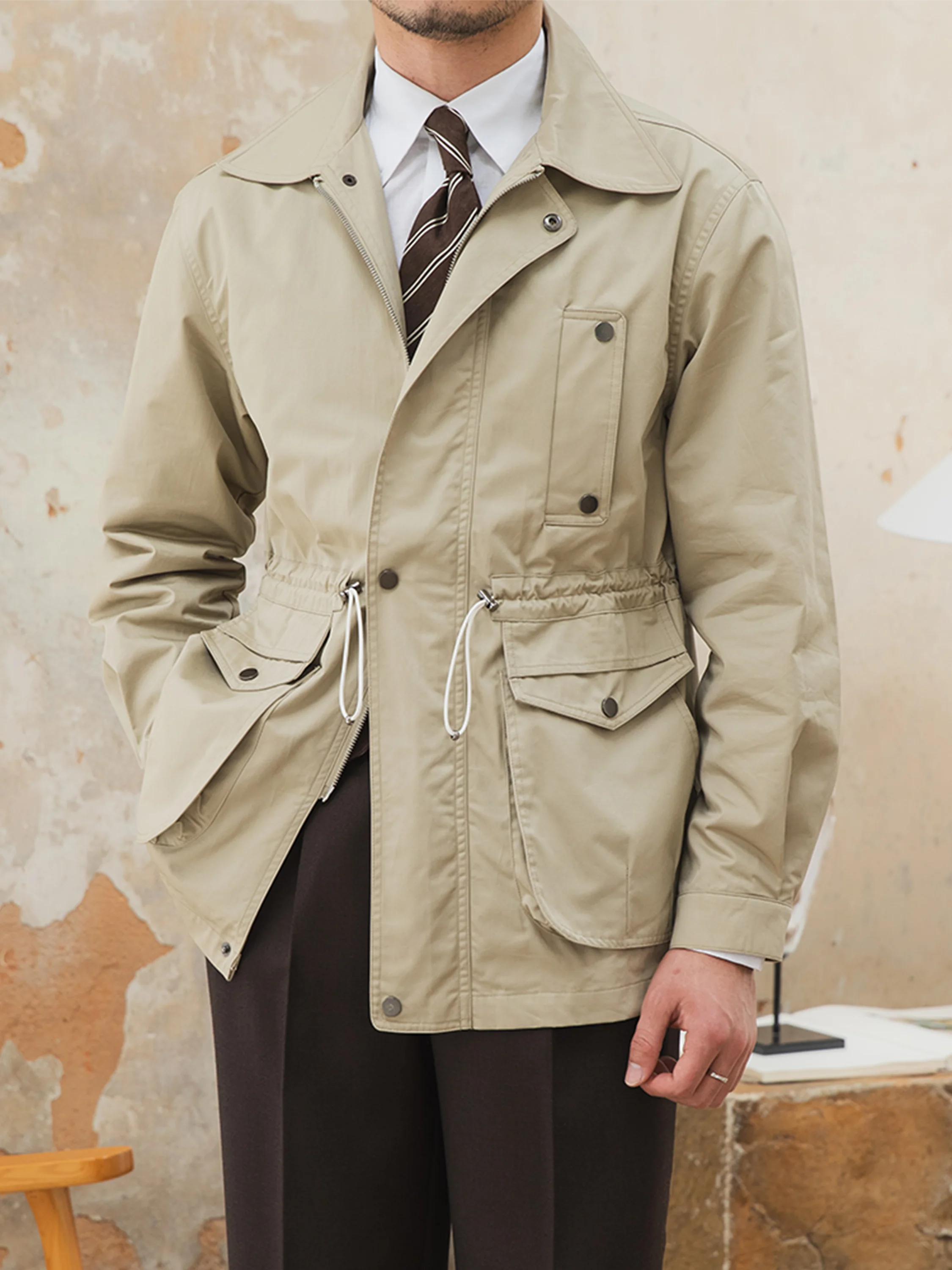 

Мистер Футболка с оленем из чистого хлопка, весенне-осеннее пальто с откидным воротником для поездок на работу, охотничий джет, облегающее талию пальто для мужчин