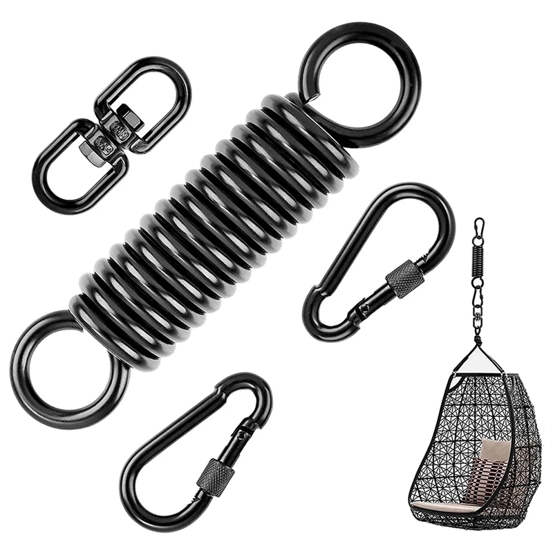 Schaukel feder zum Aufhängen von Stühlen, mit 2 Karabiner haken und 360 ° Dreh haken, Tragfähigkeit 250kg zum Aufhängen von Stühlen, Hängematten, Yoga usw.