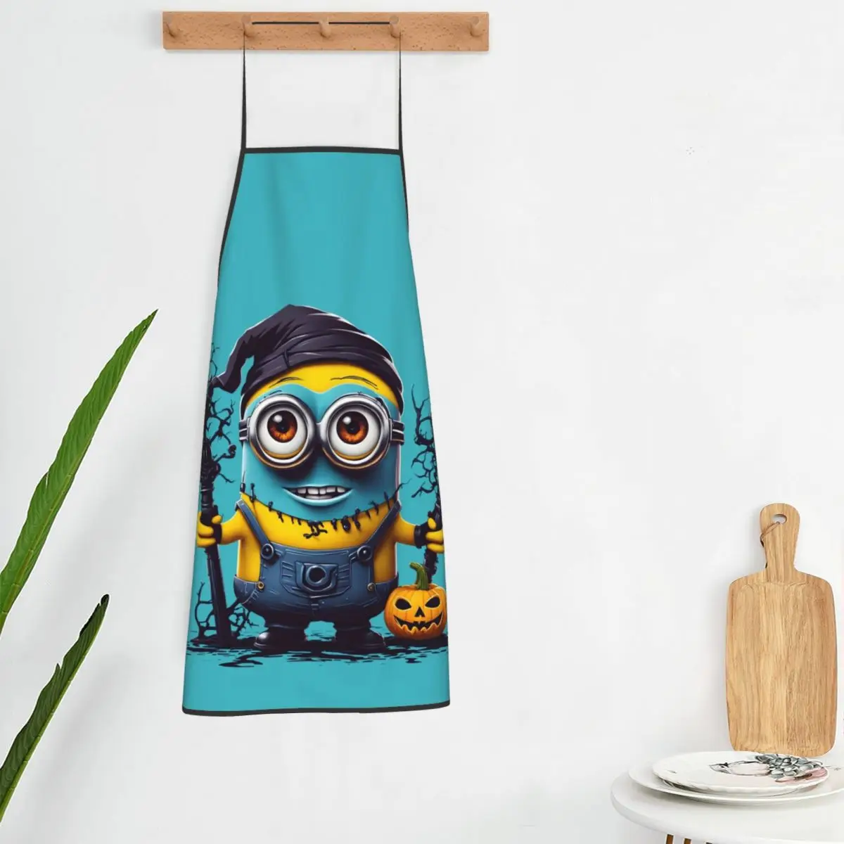 Custom Unisex Minions Halloween Pumpkin Kitchen Chef Cooking Baking Apron Women Men Minion Cartoon Tablier Cuisine for Gardening