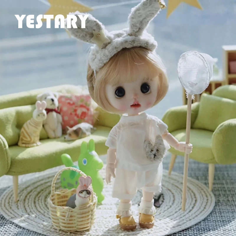 

YESTARY 1/12 Bjd Doll Furniture Obitsu11 Toy Yellow Loveseat Doll Accessories Fashion Mini Dollhouse Furniture Green Single Sofa