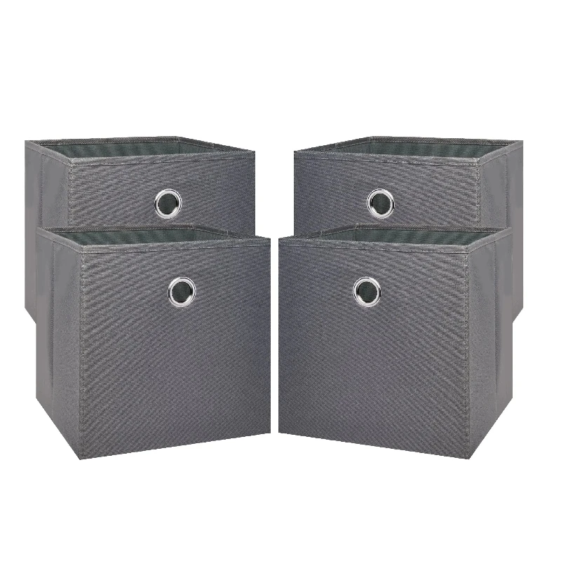 

L # Mainstays Collapsible Fabric Cube Storage Bin (10.5" X 10.5"), Grey Flannel, 4 Pack