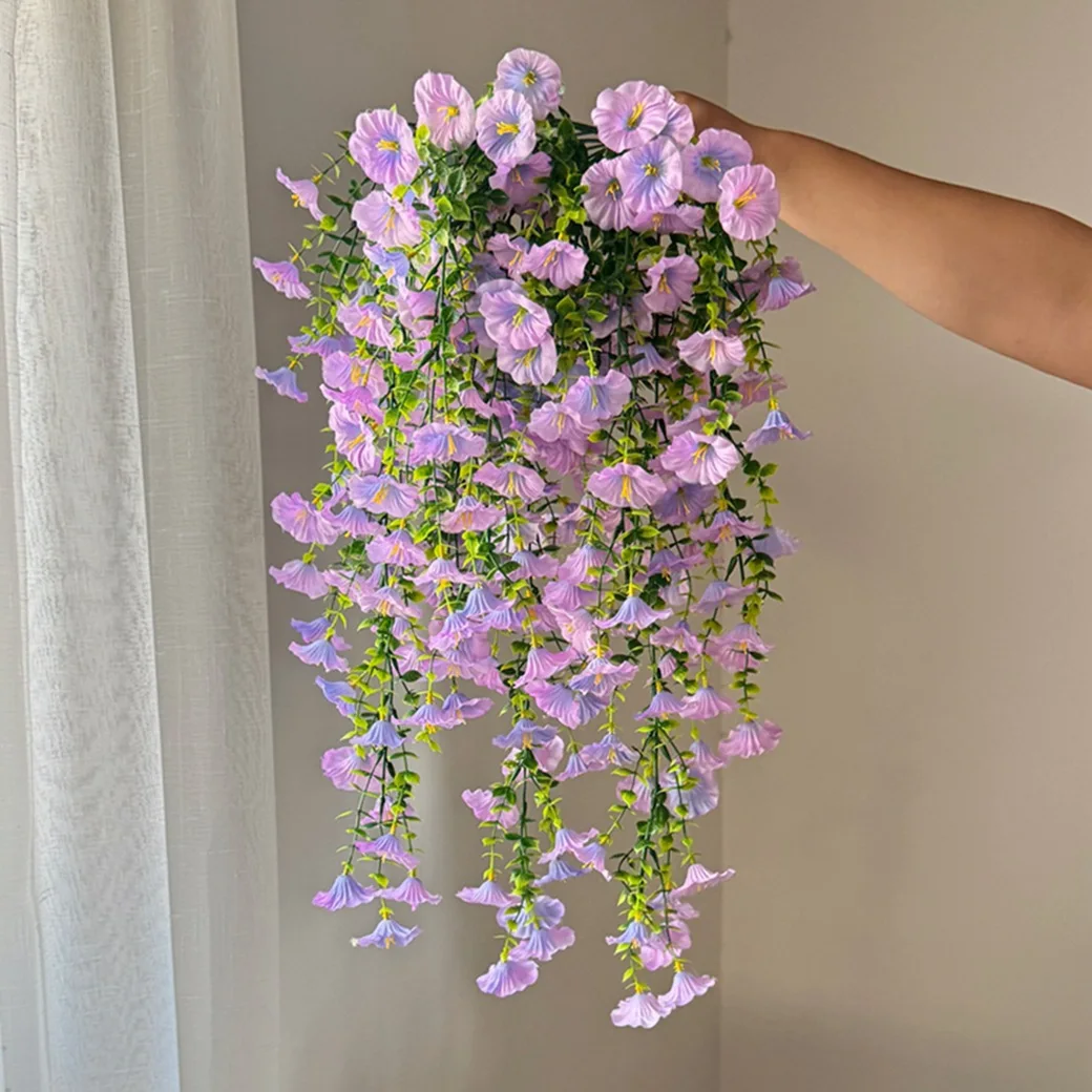 5 Stück künstliche 69-köpfige Trompetenblumen-Girlande, Wanddekoration für Zuhause, Garten, Hochzeit, künstliche Blumen, Rattan, Party- und Eventdekoration – Detail 18