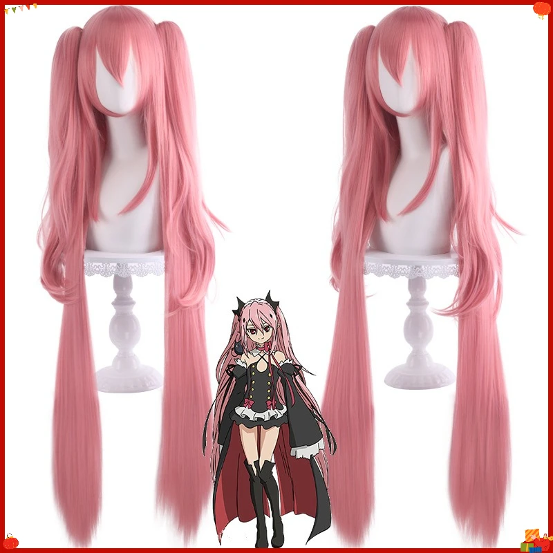 Synthetic Long Pink Cosplay Wig 110cm Twin Clip Ponytails Yume-Inspired Queen Style Anime Party Hairpiece