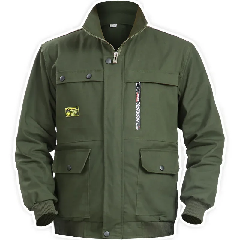 مجموعة زي عمل سميكة مقاومة للاهتراء للرجال، لحام كهربائي مضاد للحرارة، ملابس عمال لموقع البناء، ملابس ذات أغراض خاصة #4