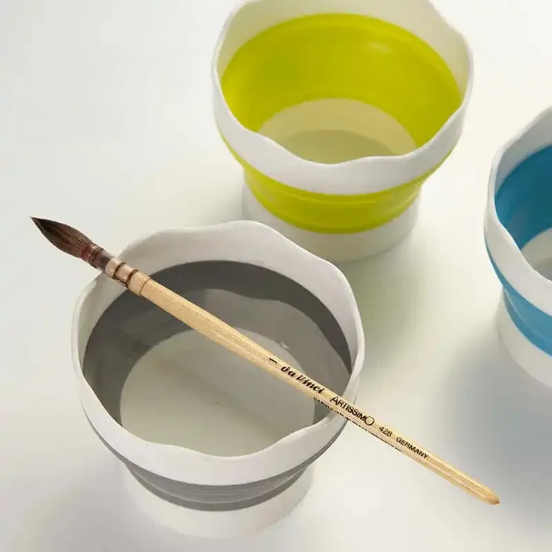 Artist Water Cup - Grey Paint Brush Washer Folding Washing Bucket Retractable Brush Bucket