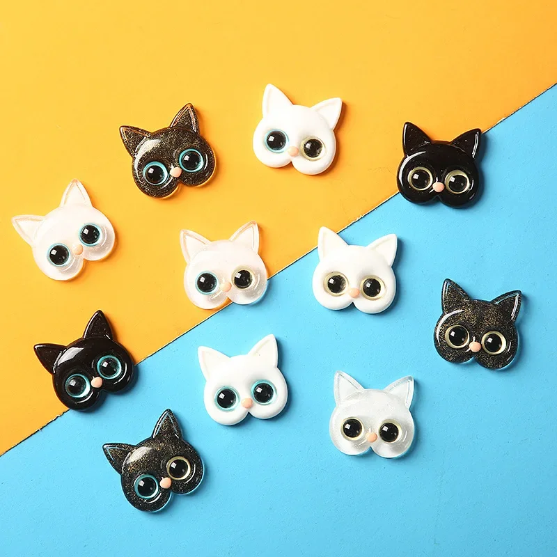 5pcs Kawaii Resin Black and White Cat Accessories Scrapbook Embellishment Figures Crafts Miniatures