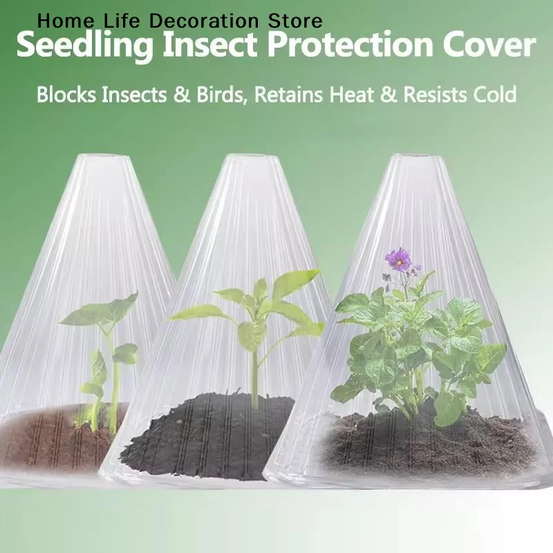 【TG】Plastic Plant Nursery Lid Cold Proof Prevent Conical Seedlings Protective Cover Birds Snails Damage Seedlings Pest Proof
