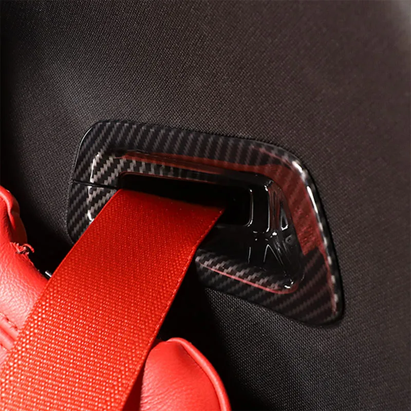 ABS Red For Chevrolet Corvette C8 Z51 Z06 2020-2023 Car Safety Belt Seat Decorative Cover Sticker Frame Trim Car Accessories