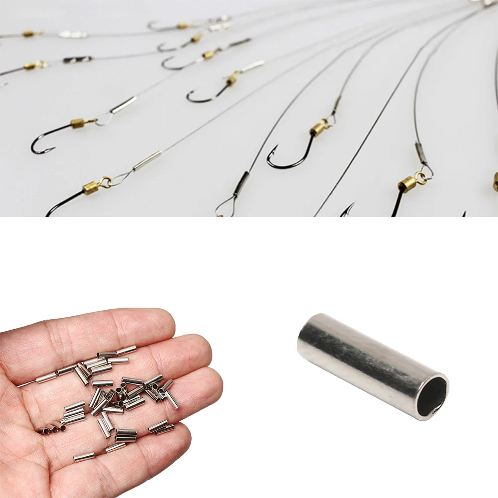 100/200 stücke Fishline Clipper Runde Kupfer Angelschnur Aluminium Crimp Hülse Kupfer Rohr 1,0mm-2,4mm meer Angeln EINE Linie Rohr – Detail 4