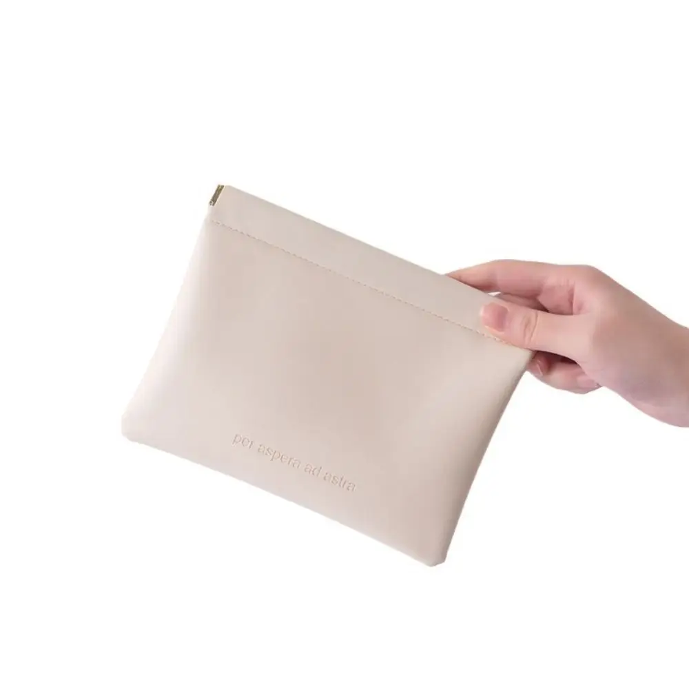 

Fashion Automatic Closing Lipstick Bag Portable Simple Cosmetic Organizer Pouch PU Travel Storage Bag