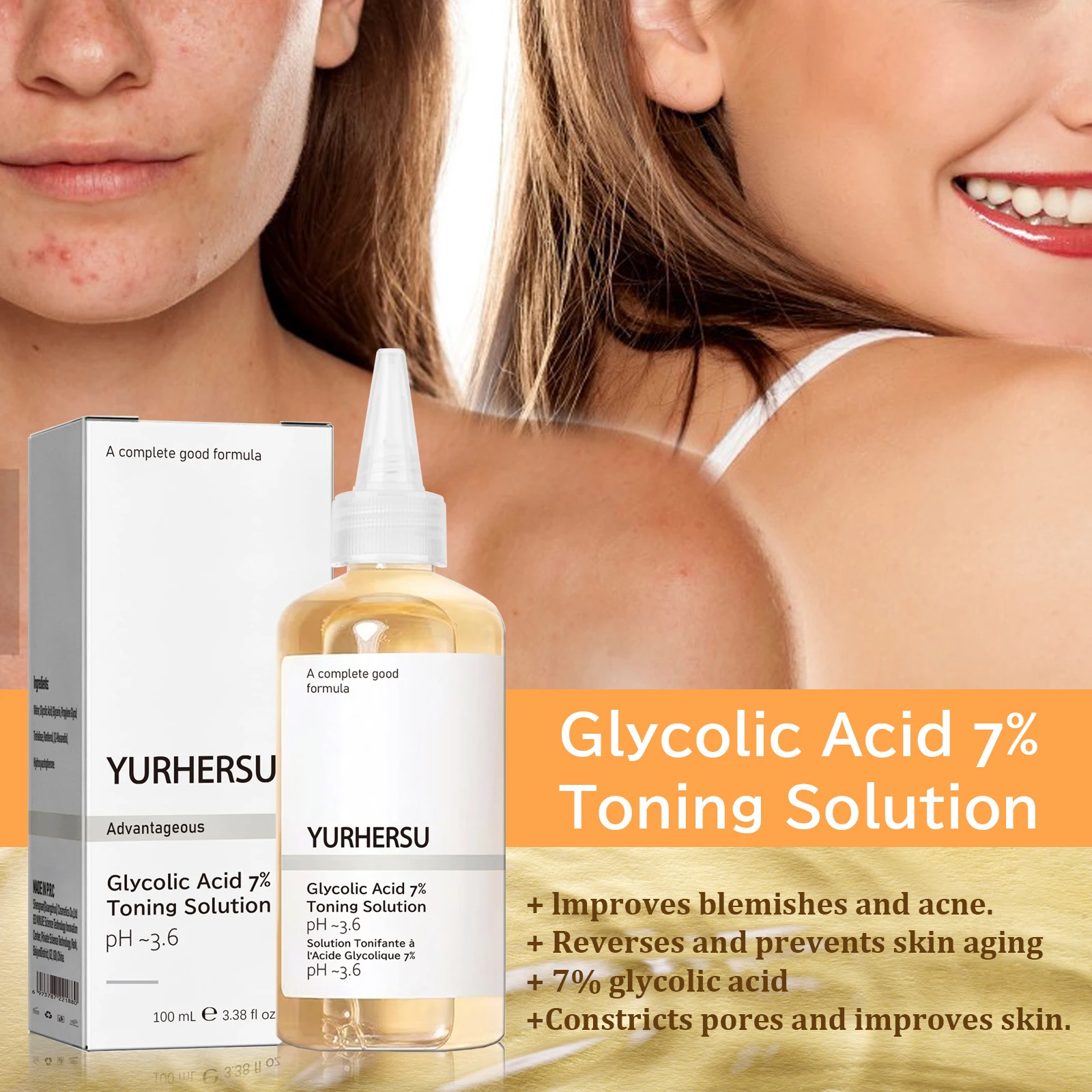 Deep cleaning and brightening, glycolic acid essence toner - let the skin glow naturally