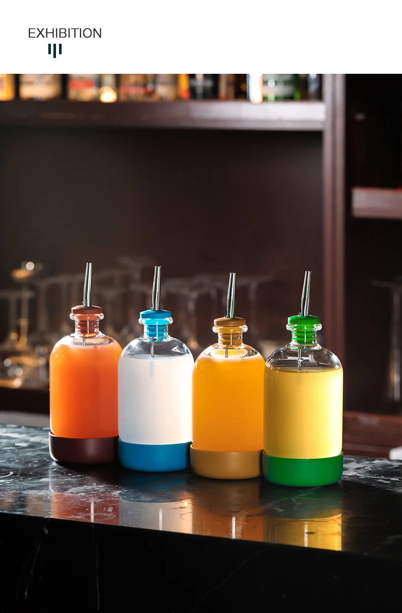 Inmeet Bar Professional 2PCS Immersion Bottle Set Multi-use Glass Bottle with Stopper for Wine Juice Oil Household Use