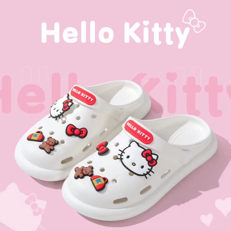 Cinnamoroll Hole Shoes Sanrio Hello Kitty Kuromi Indoor Thick-Bottomed Shit Feeling Eva Baotou Shoes pantofole estive durevoli novità