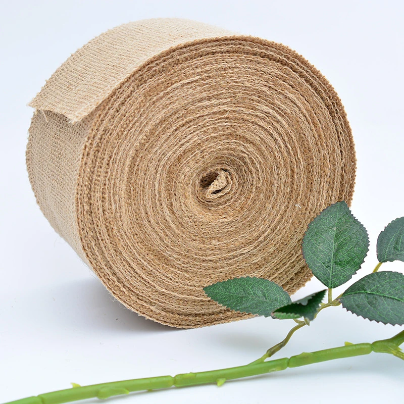 10M Natural Hessian Burlap Roll Fabric Rustic Pure Jute Tape Ribbon Trims Bow DIY Making