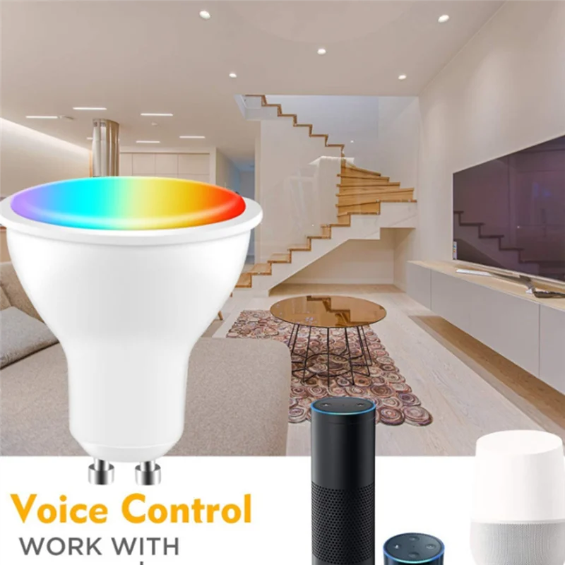 Tuya gu10 lâmpada led inteligente regulável 5w AC200-240V wifi + bluetooth vida inteligente app controle trabalho com alexa google casa 4 peças