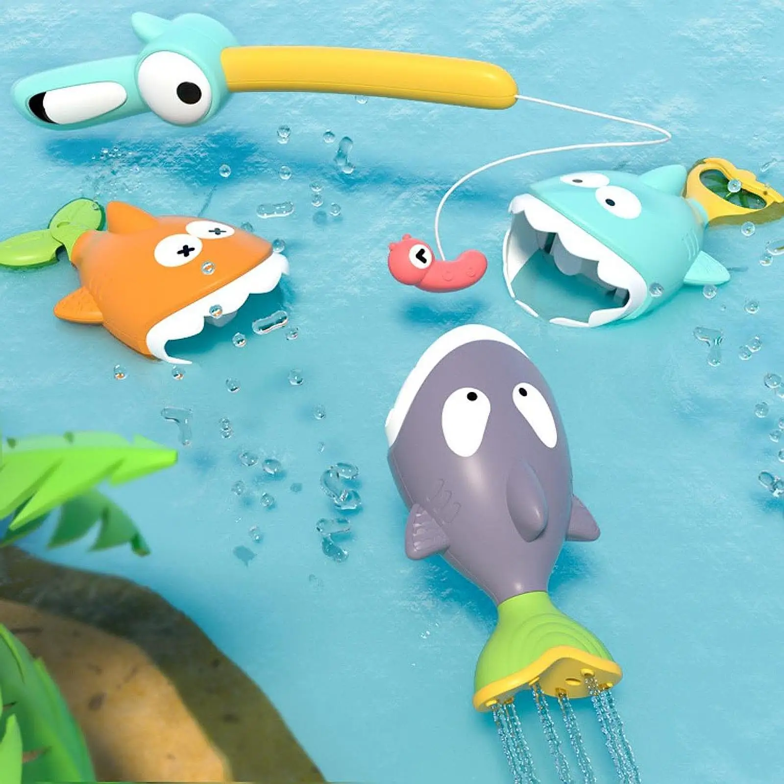 Accessorio per il bagnetto del bambino Gioco educativo di pesca Giocattolo per piscina da bagno per bambini e stoccaggio di giochi per vasca da bagno