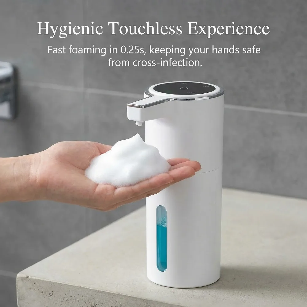 

Touchless Automatic Liquid Soap Dispenser, USB Rechargeable 4-Level Adjustable Soap Dispenser, 400mL Wall-Mounted for Bathroom