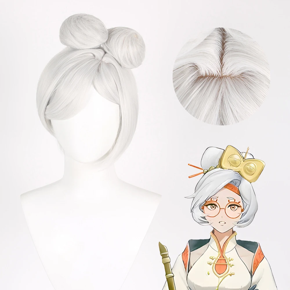 

Cosplay Wig White Short Wig with Bun for The Legend Of Zelda: Tears Of The Kingdom Purah