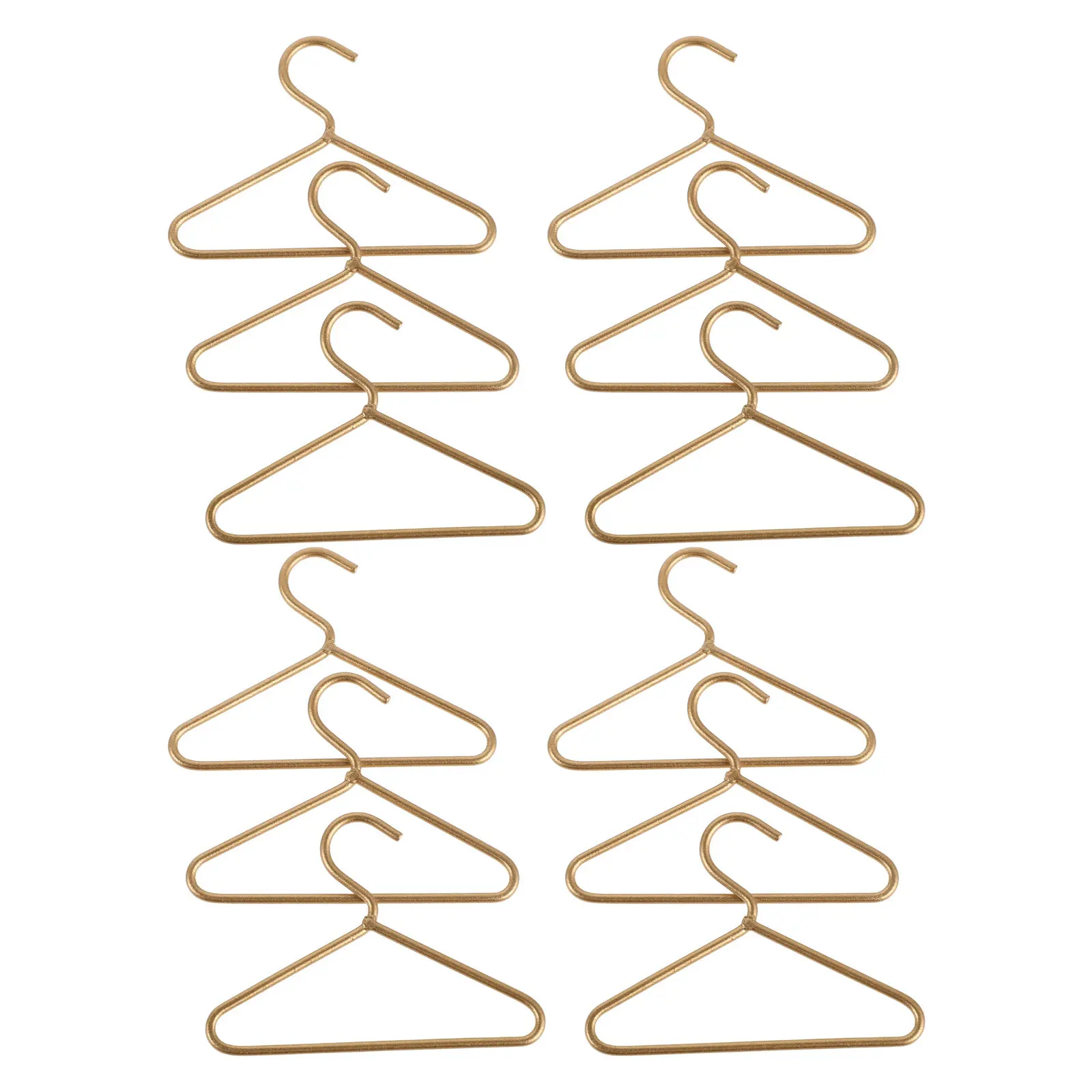 

12Pcs Miniature Metal Clothes Hangers Golden 2-Inch Stand Upright Dollhouse Wardrobe Closet Organization Small Clothes Display