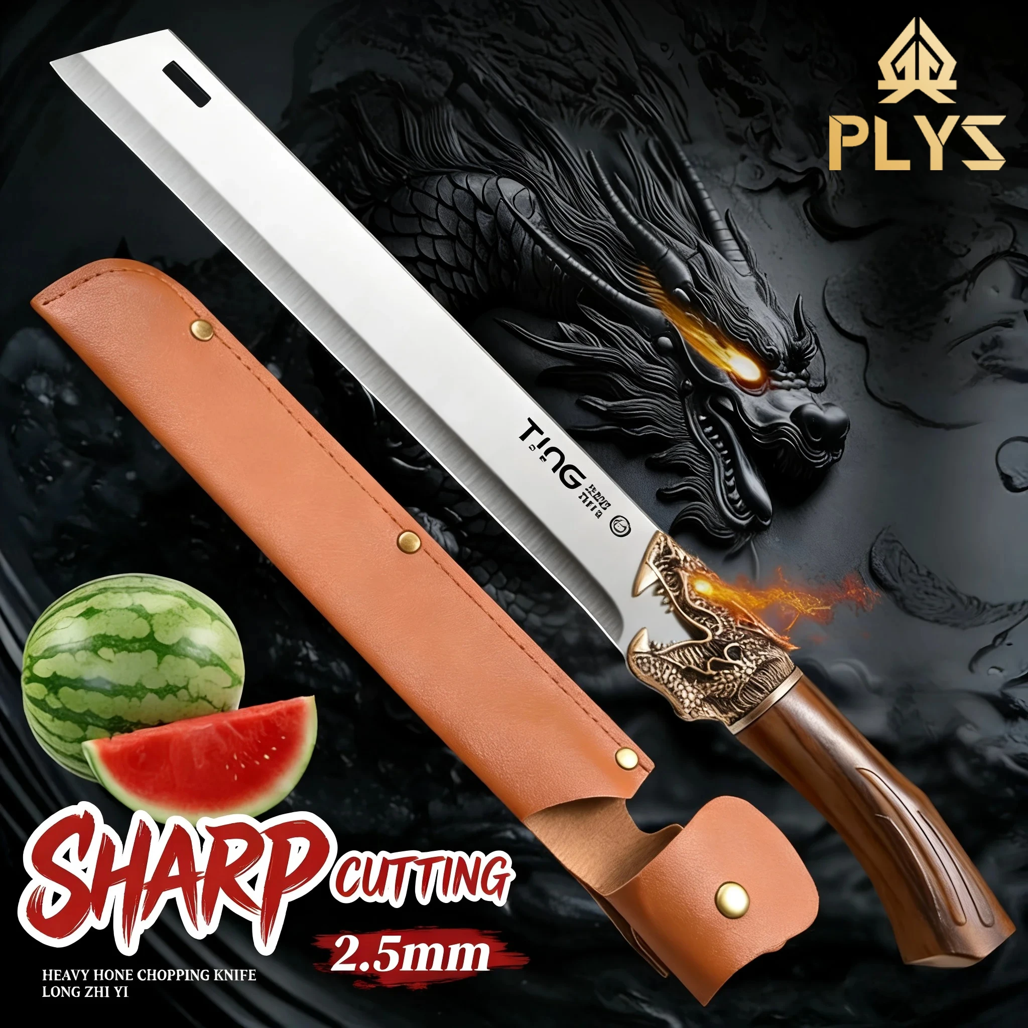Professional Fruit Cutting Knife Kitchen Tool Stainless Steel High-Hardness Watermelon Knife for Home and Commercial Use