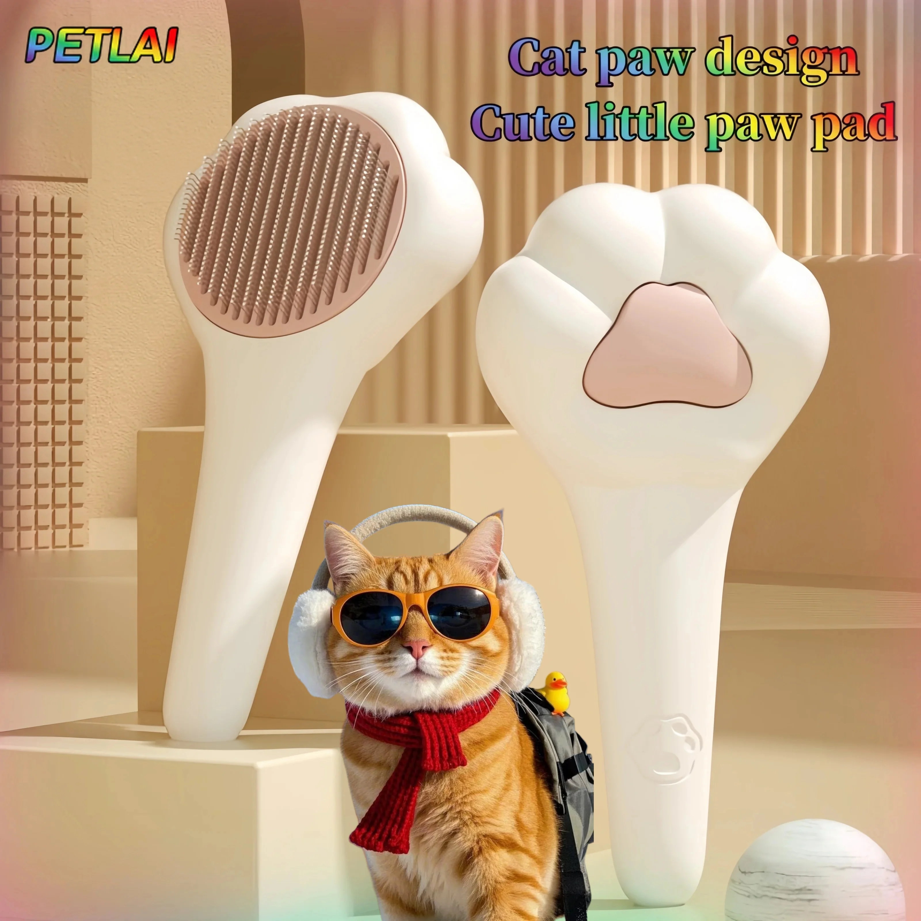 Cat Hair Remover Comb Flea Comb grooming with Release Button pet hair removal comb Cute design Paw massage Grooming Supplies