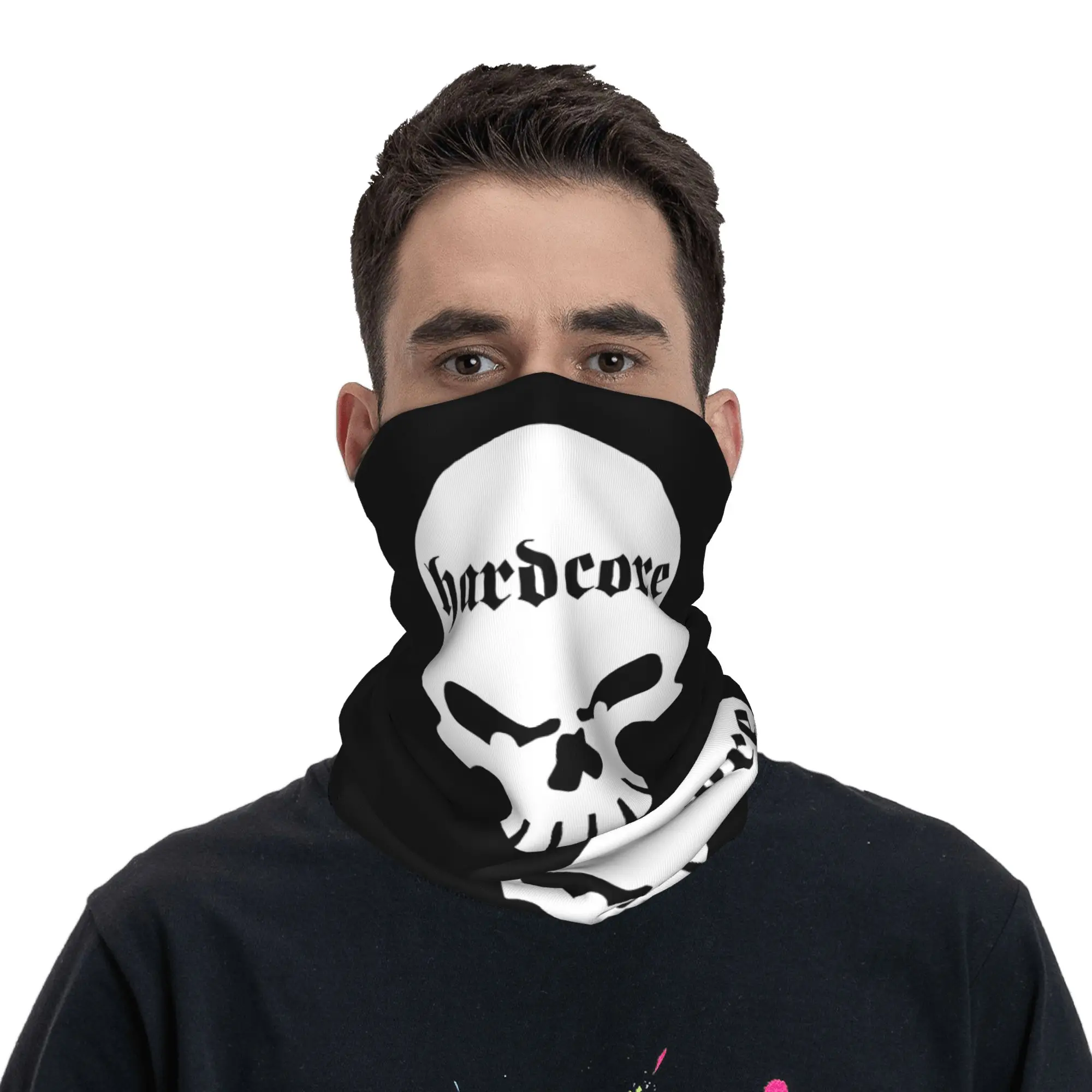 مخصص H-Hardcores الشرير شعار باندانا الرقبة الجراب للمشي لمسافات طويلة الصيد النساء الرجال التفاف وشاح الهيكل العظمي نمط بالاكلافا دفئا #4