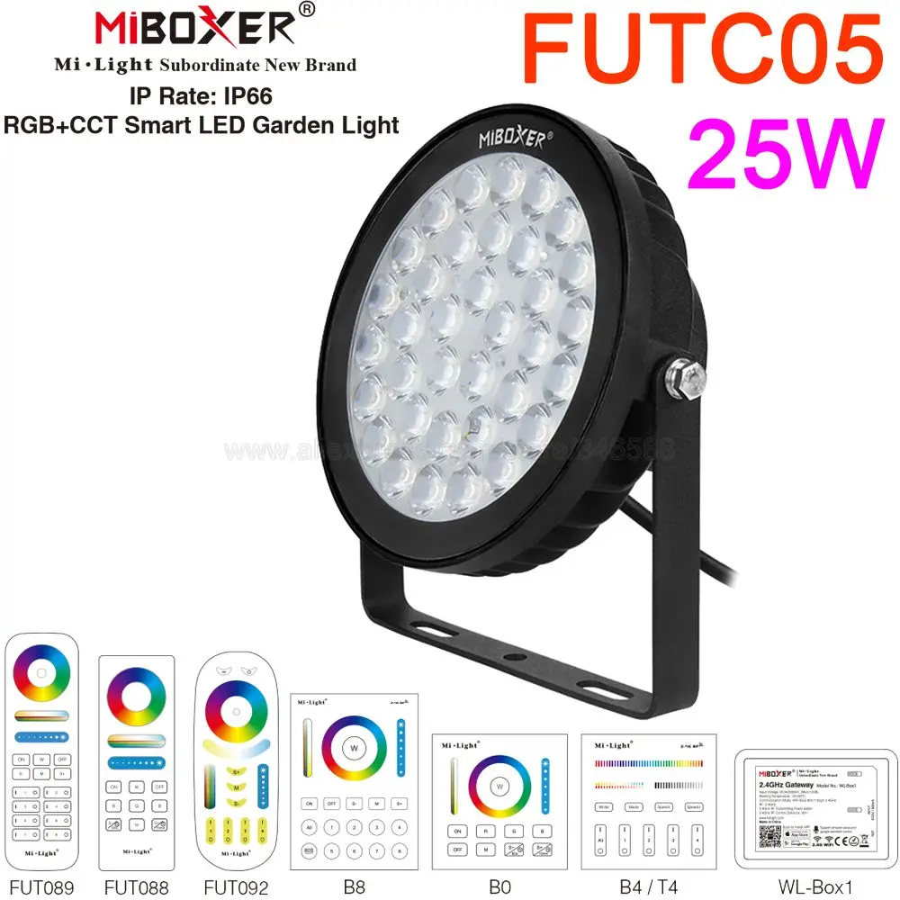 

MiBoxer FUTC05 25W RGB+CCT Smart LED Garden Lamp Outdoor Landscape Light AC 110 220V WiFi APP/ 2.4G Remote/Alexa Voice Control