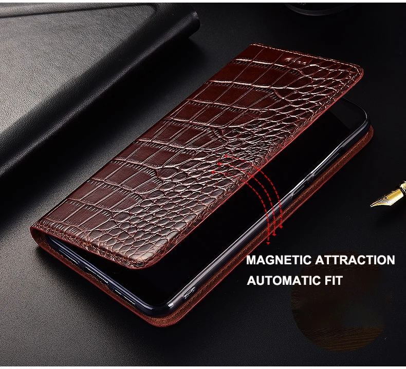 Crocodile Veins Genuine Leather Case For iPhone 13 12 Mini 11 12 13 14 Pro Max 6 6s 7 8 Plus X XR XS Max SE Magnetic Flip Cover
