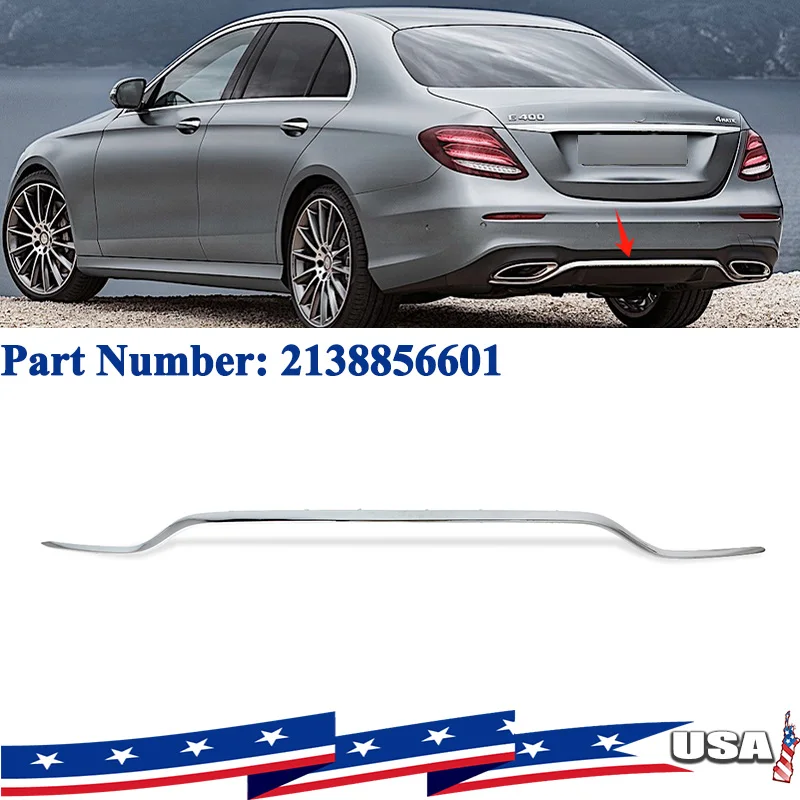 

Rear Bumper Chrome Plating Chromium Trim Spoiler Diffuser 2138856601 For Mercedes Benz E Class W213 E200 E300 E260 2016-2019