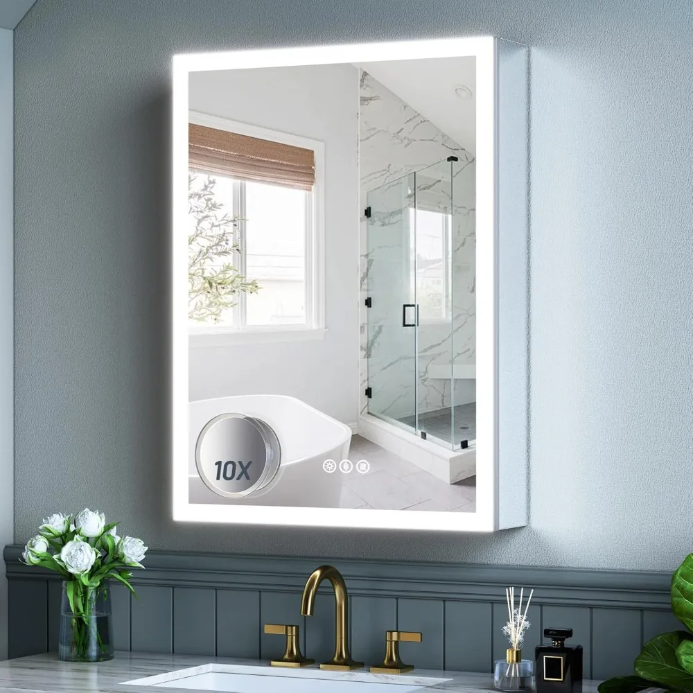 

24x32 Inch Medicine Cabinet with Lights, AL Alloy Frame, Plug-in or Hardwired, Recessed or Wall Mount, Mirror, Customized
