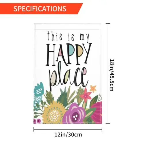 This Is My Happy Place Garden Flag Welcome Outdoor Flag 12x18 Inch Double Sid...