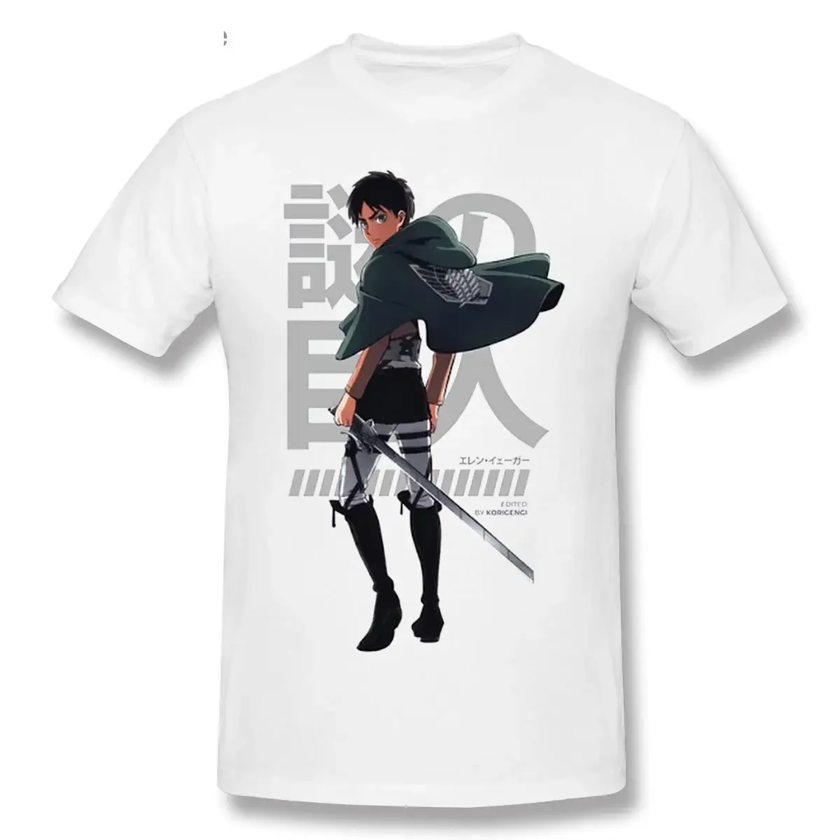 Eren Yeager Attack On Titan Anime T-Shirt for Men Top Quality Short Sleeve Cotton Round Neck T Shirts Tee