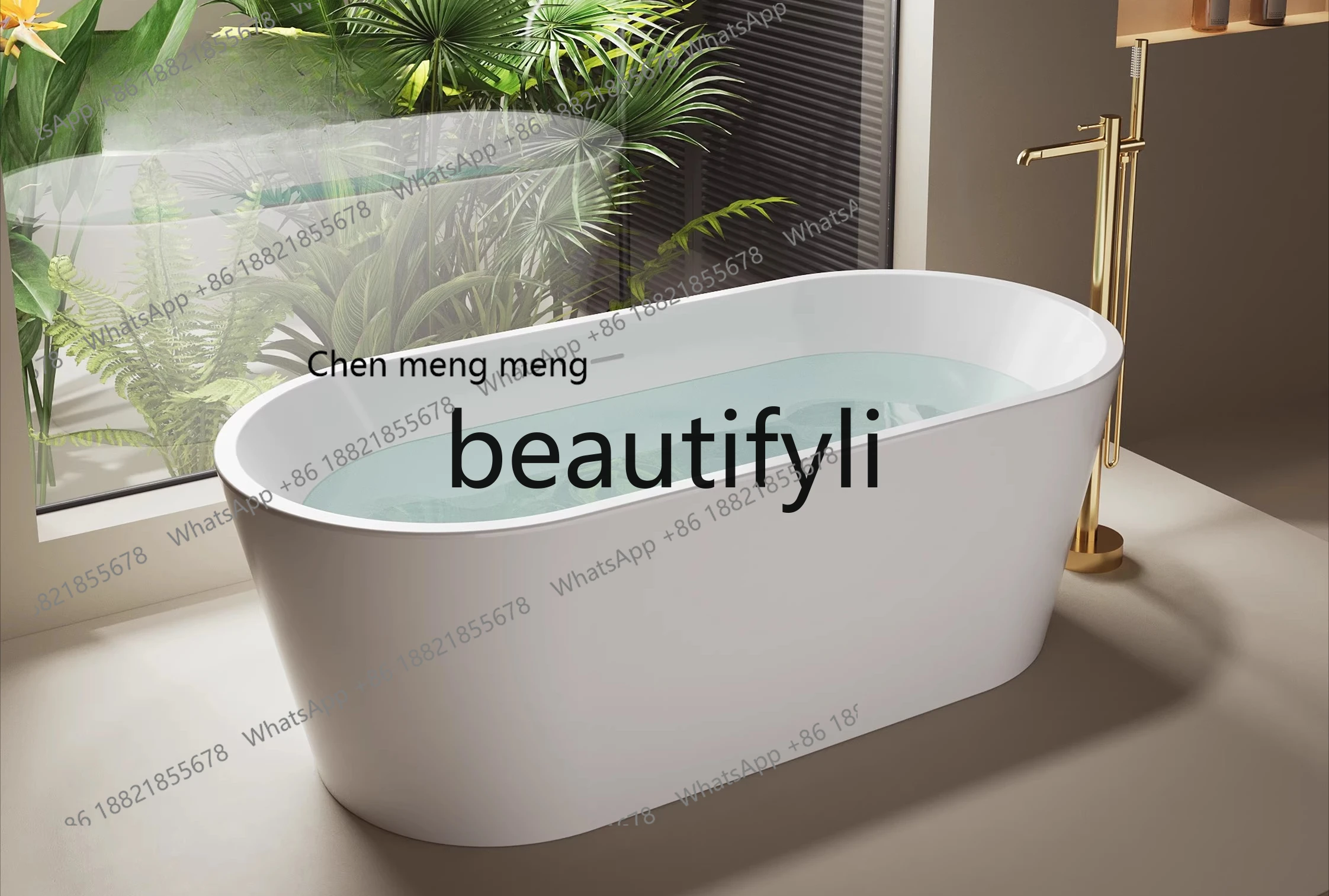 Acrylic seamless bathtub household small apartment hotel B & B oval light luxury bathtub