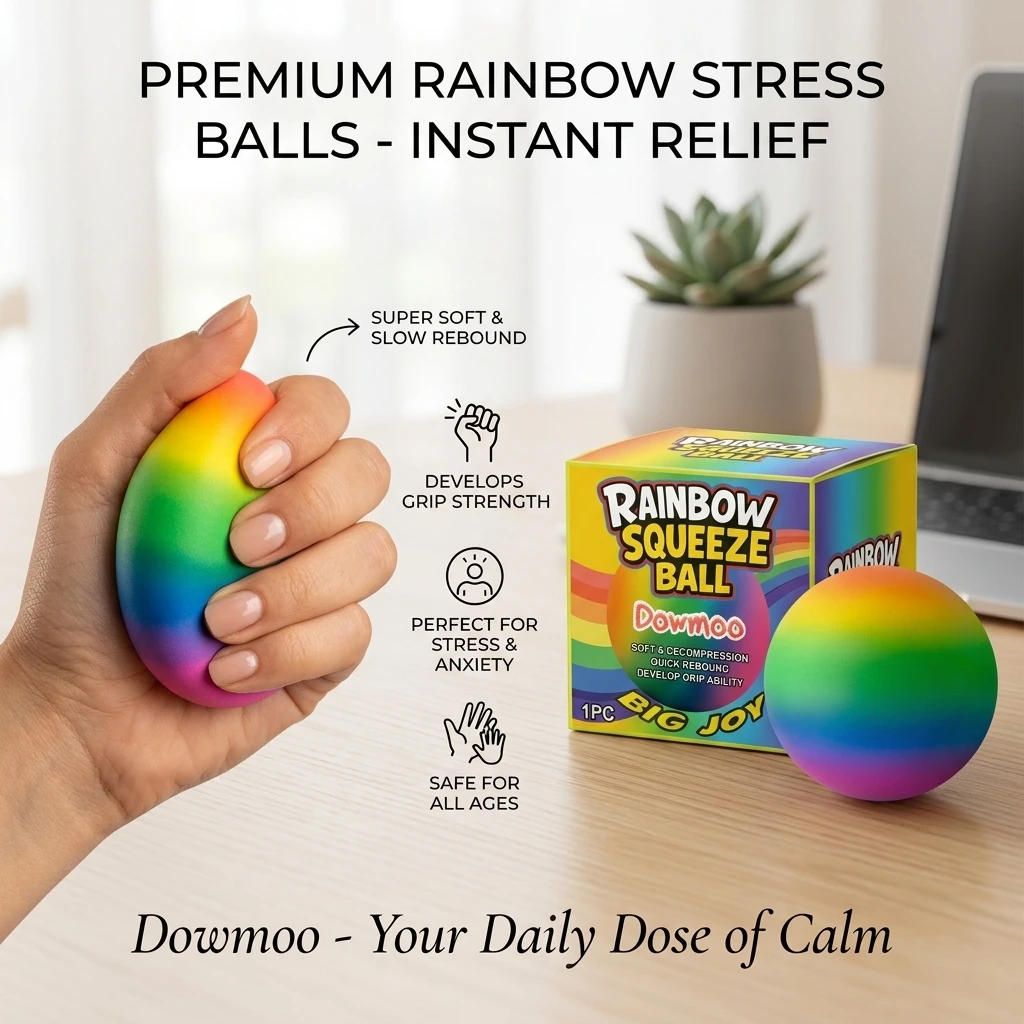Rainbow Squeeze Stress Relief Bal Relieving Anxiety & Stress Releasing Negative Emotions Portable Hand Grip Training Sensory Toy