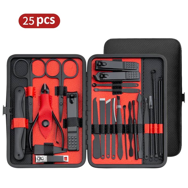 

Manicure Set 10/15/25 pcs Full Function Kit Professional Stainless Steel Pedicure Sets Nail Clipper With Portable Case Idea Gift