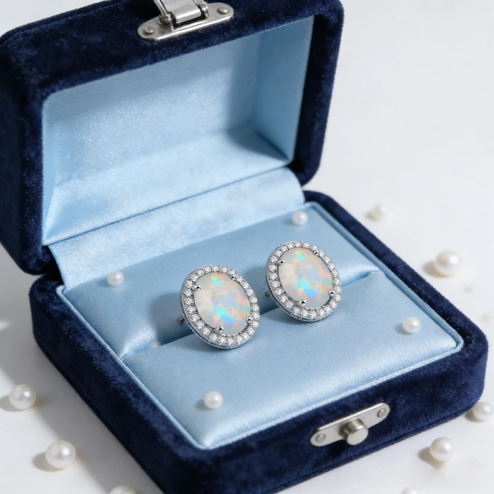 أقراط فاخرة من العقيق والزركون، هدية أنيقة للنساء لذكرى عيد الميلاد، أوبال ناري بلون قوس قزح، مطلي بالفضة