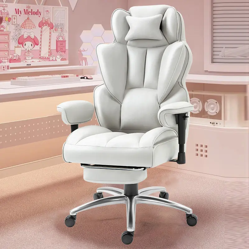 White Rolling Ergonomic Office Chair Study Living Room Accent Office Chair Luxury Bedroom Chaise De Bureaux Office Furniture