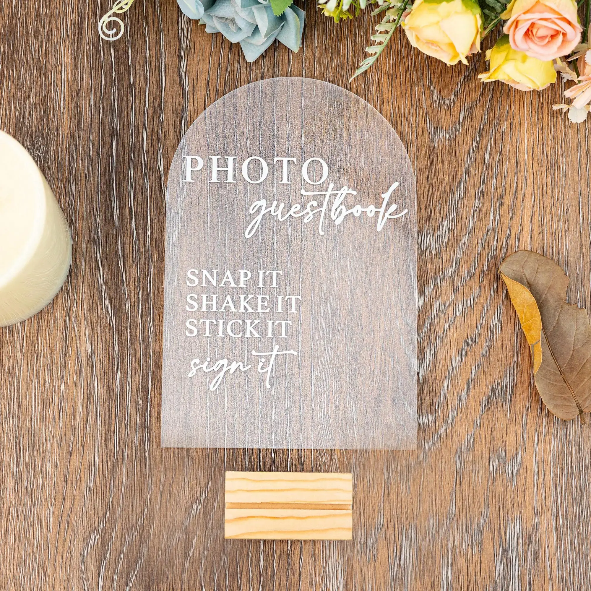 Arch Guest Book Sign, Photo Guestbook Sign, Polaroid Wedding Sign, Guestbook Acrylic Sign, Snap It Shake It Sign It