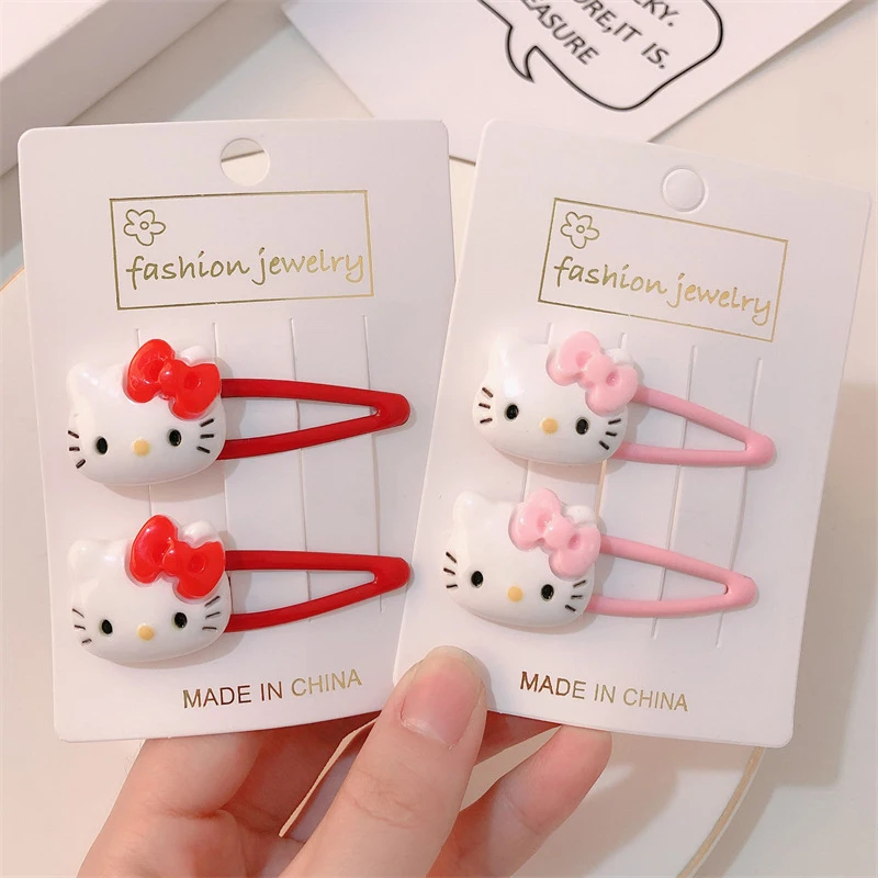 Pinza para el pelo de dibujos animados para mujer y niña, accesorio para el pelo con diseño de gato Kt, 2 piezas