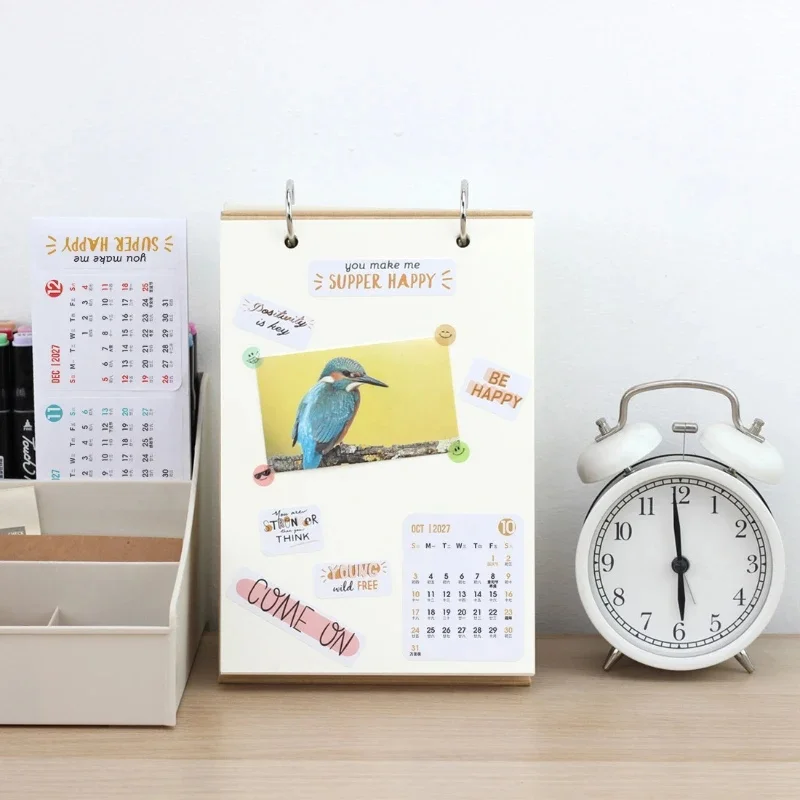 2027 Full-year Calendar Stickers Ins Simple Stylish Writable Self-adhesive Planner Stickers DIY Monthly Check-in Planning Stick