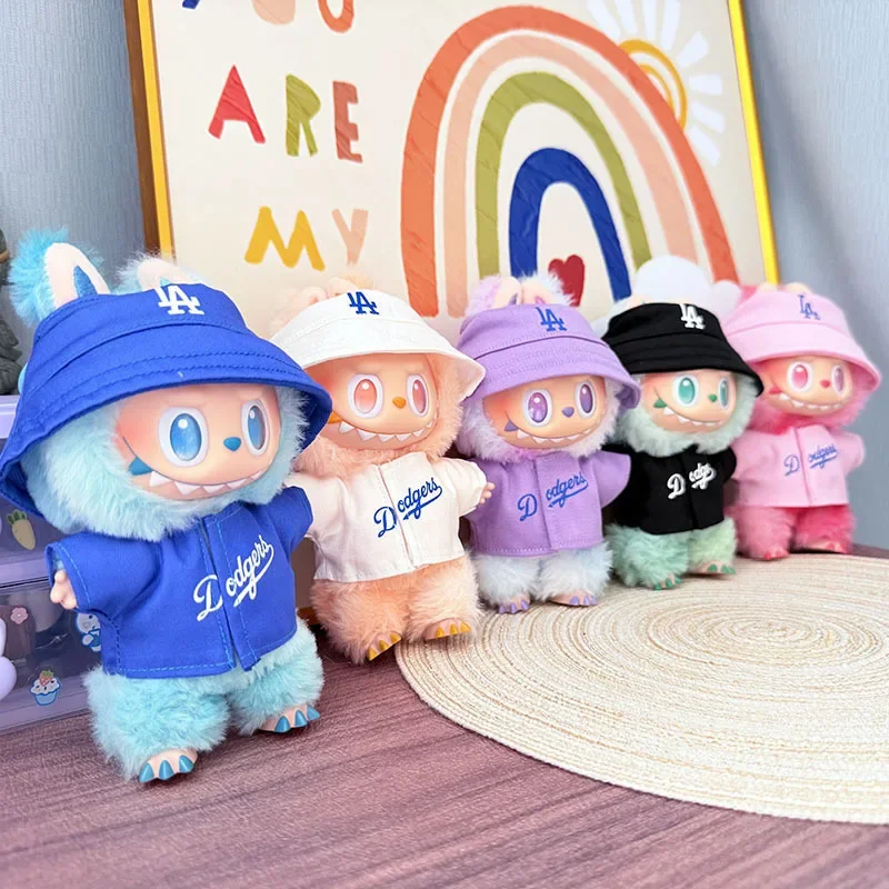 The first, second and third generations of Labubu clothes pendant Labubu sitting baby clothes LA baseball suit trend image 2
