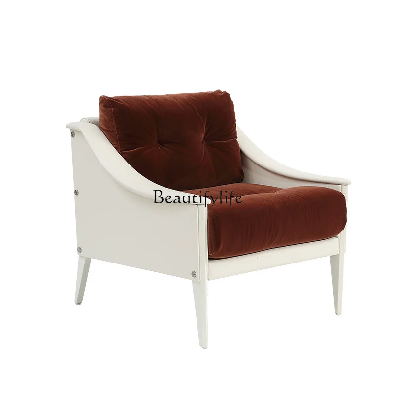 

Italian simple single sofa chair leather velvet leisure balcony bedroom reading chair