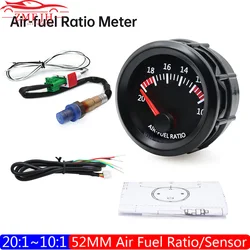 20:1-10:1 Auto Racing Gauge 52MM Air Fuel Ratio with Narrowband O2 Oxygen Sensor 0258006028 for 12V Car AFR Gauge White LED