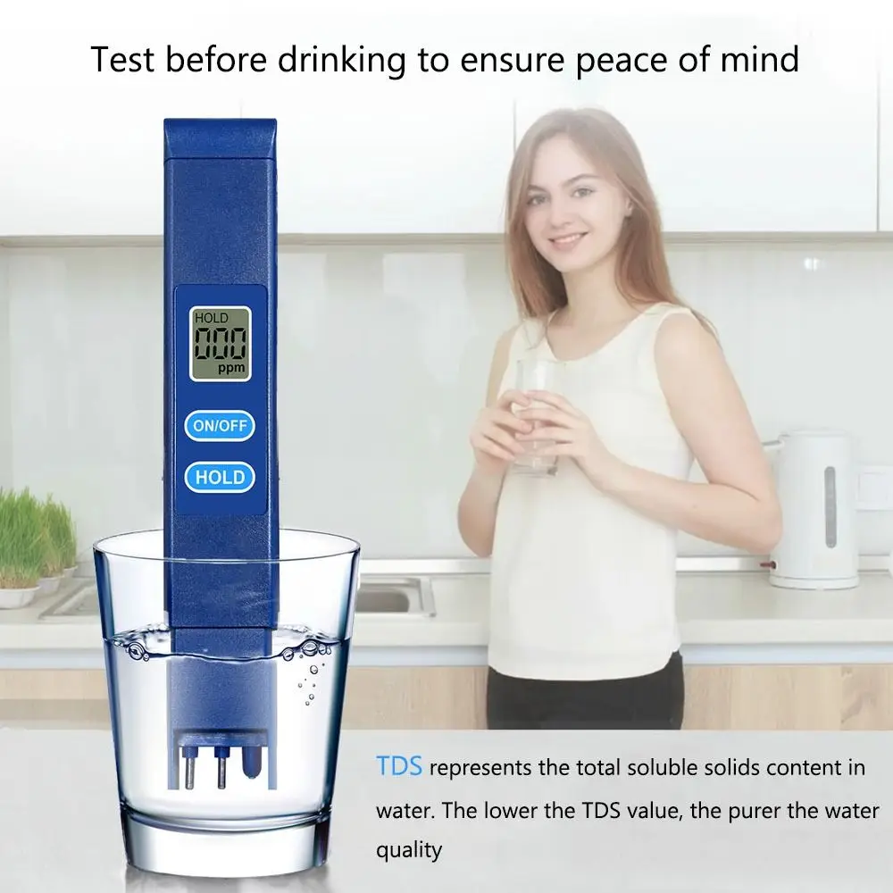 LCD شاشة ديجيتال المنزلية اقلام الفحص المياه مقاوم للماء عالية الدقة جودة المياه متر 0-9990ppm متعددة الوظائف مختبر بي اتش