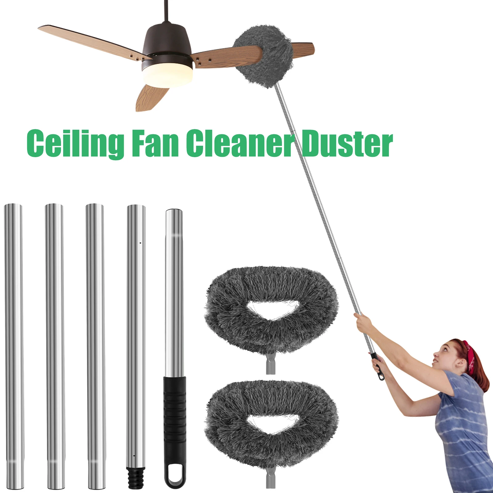 Ceiling Fan Cleaner Duster Extendable Dust Cleaner Ceiling Fan Remover Brush For Walls Furniture Door Duster Household Cleaning