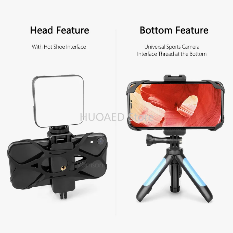 With 1/4 Screw Hole Universal Mobile Phone Holder for Tripod Headband Fix Mount for IPhone Xiaomi Samsung Huawei VP129F