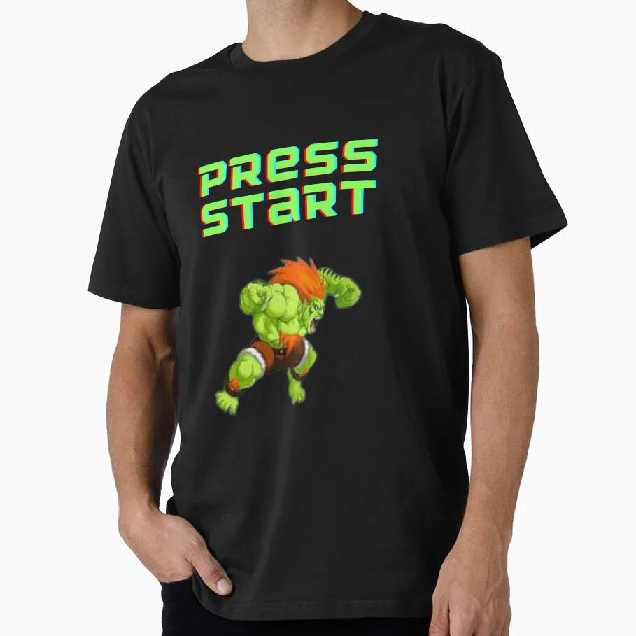 

PRESS START Blanka Street Fighter Retro Combat Gift t shirt 0518 Arcade game Graphic Tee 100% cotton Clothes All size Tops