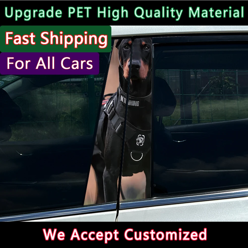 1/2pcs German Doberman pinscher Shepherd Car Center Pillar Sticker B Pillar Protective Film Decoration