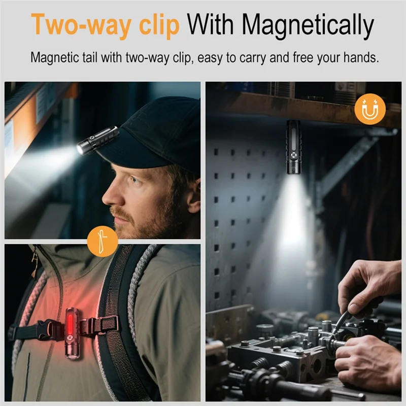 B34B-RJ28 EDC Mini Flashlight Multi-Light Source Portable Keychain Light Work Light Type-C Charging Camping Pocket Lantern