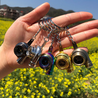 Simulation Model Mini Turbo Turbocharger Keychain Spinning Turbine Key Chain Ring Keyring Keyfob Car Interior Accessories